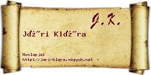 Jári Klára névjegykártya
